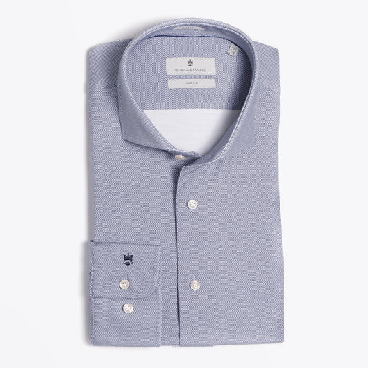 - Chevron Print Knitted Shirt - Blue