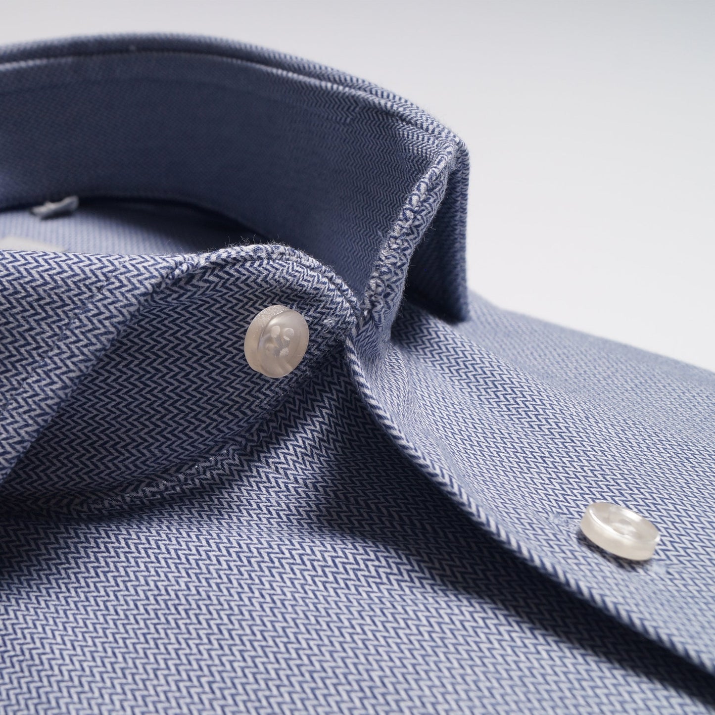 - Chevron Print Knitted Shirt - Blue