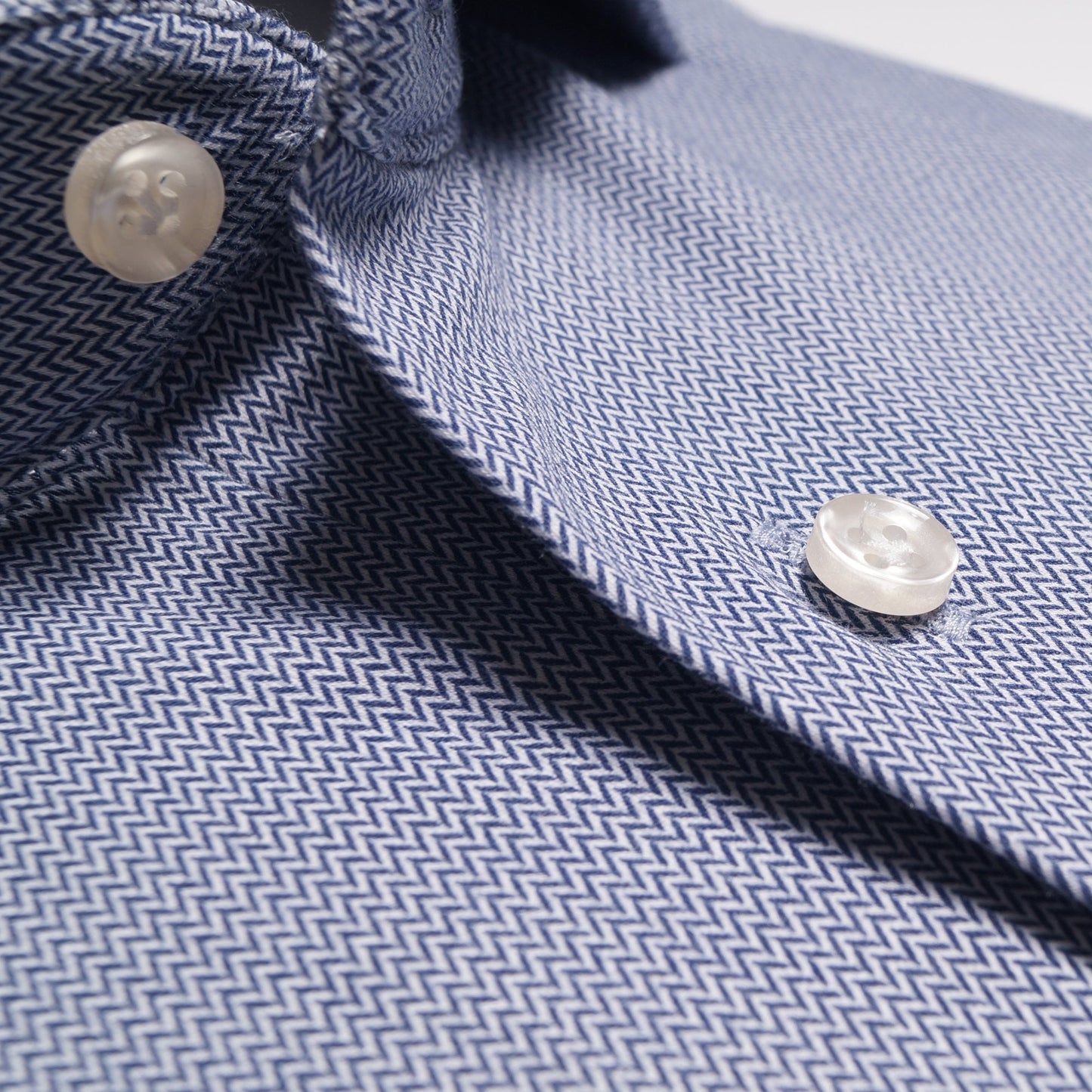 - Chevron Print Knitted Shirt - Blue