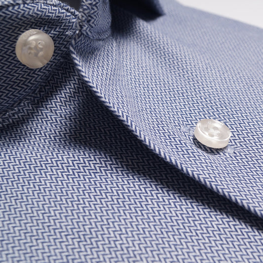 - Chevron Print Knitted Shirt - Blue