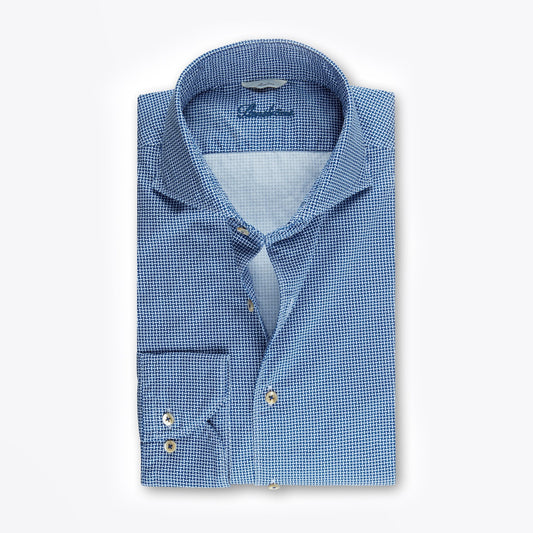 - Cotton Basket Weave Shirt - Blue