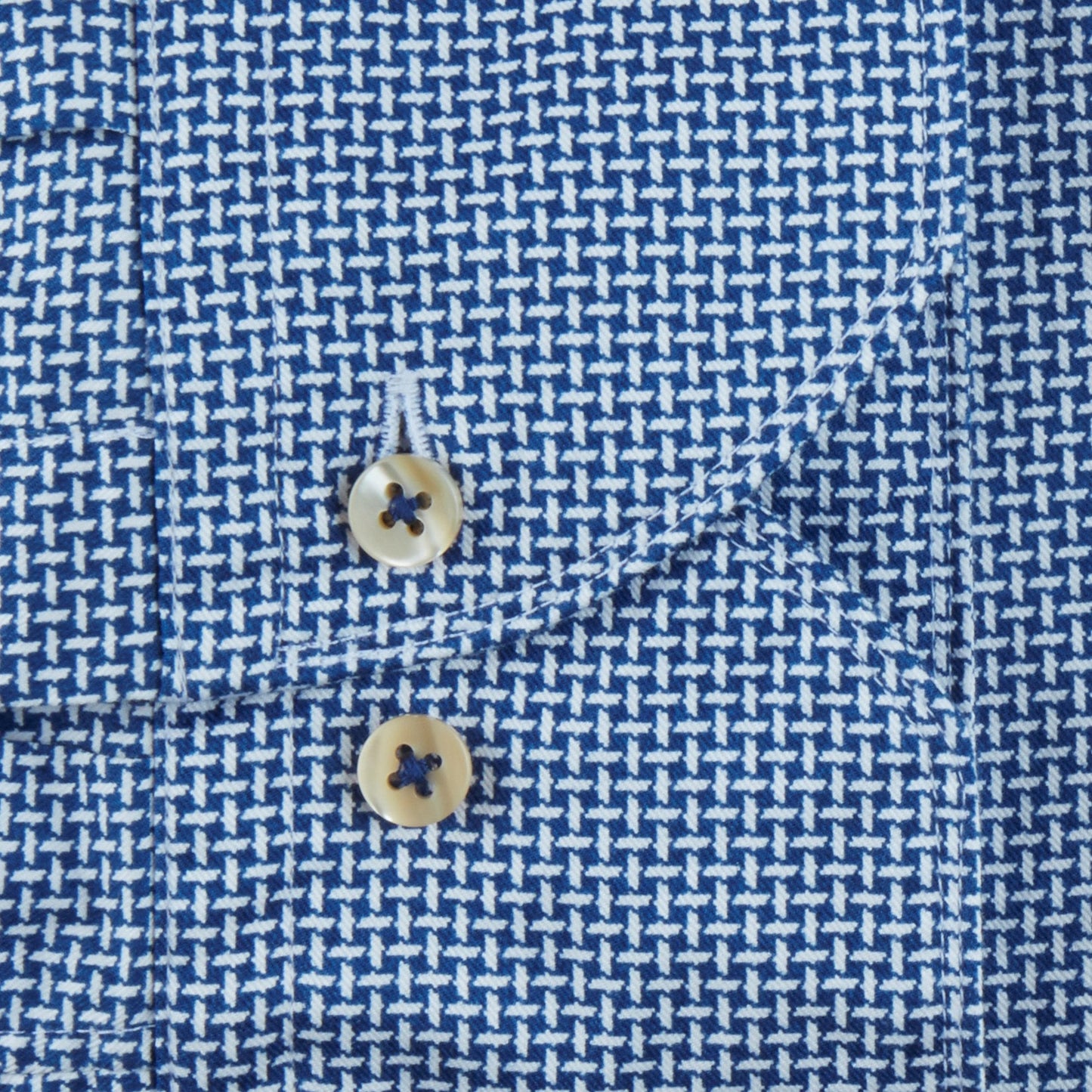 - Cotton Basket Weave Shirt - Blue