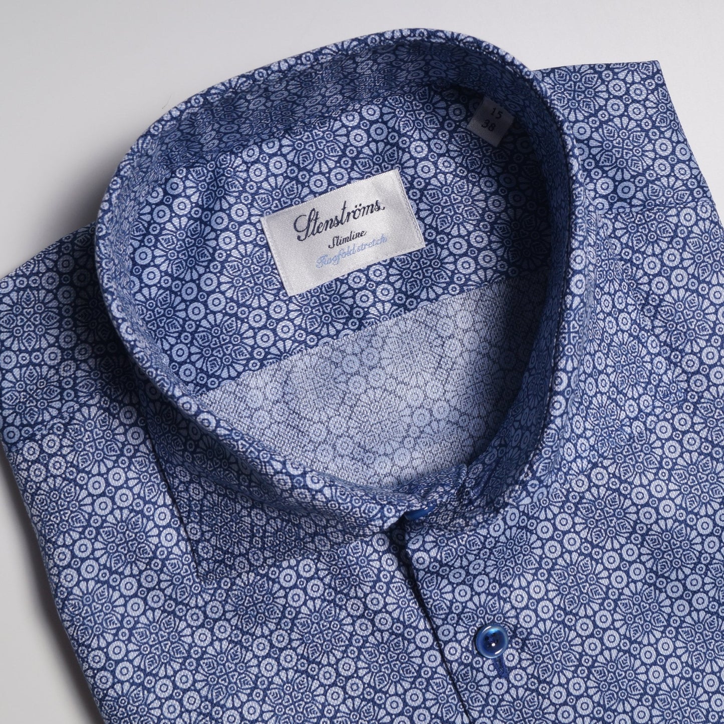 - Cotton Moroccan Print Shirt - Navy