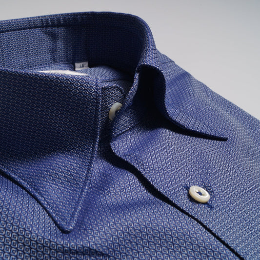 - Cotton Jacquard Shirt - Navy