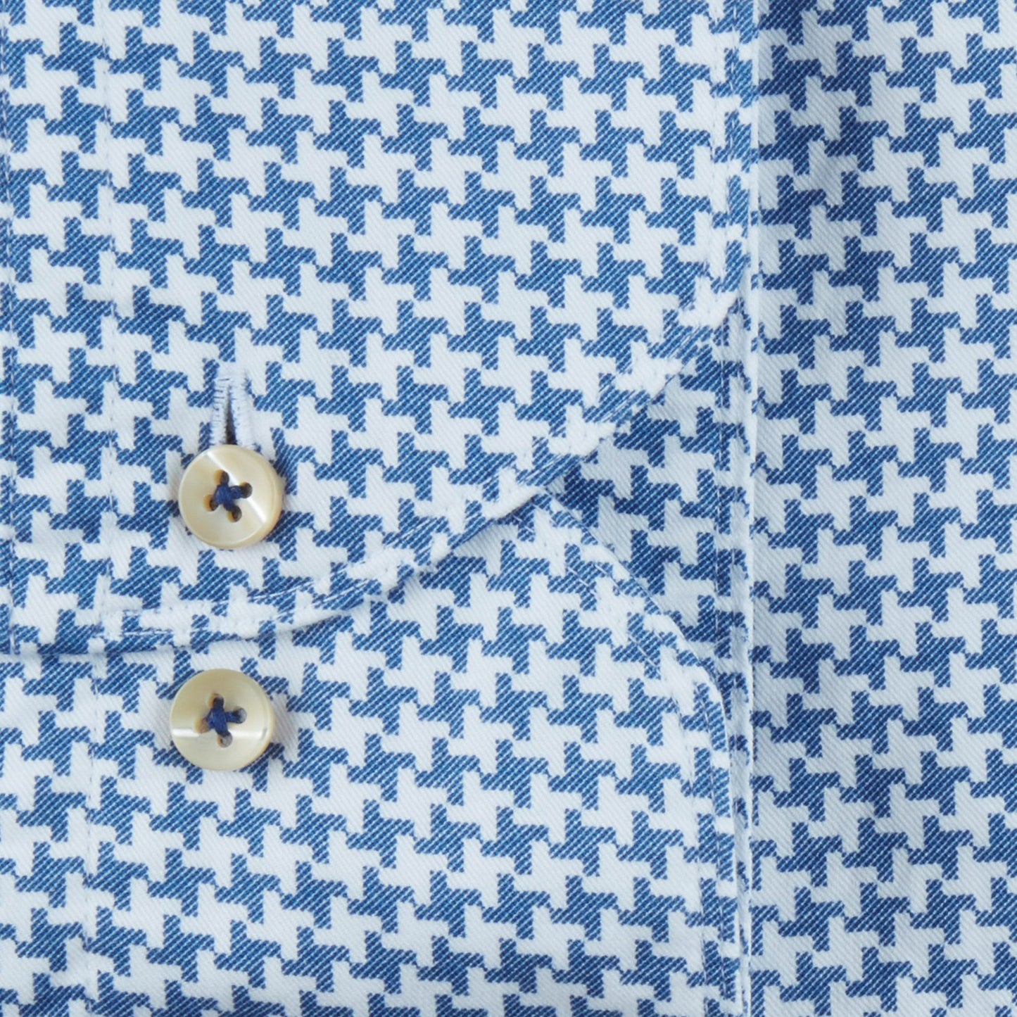 - Cotton Dogtooth Shirt - Blue