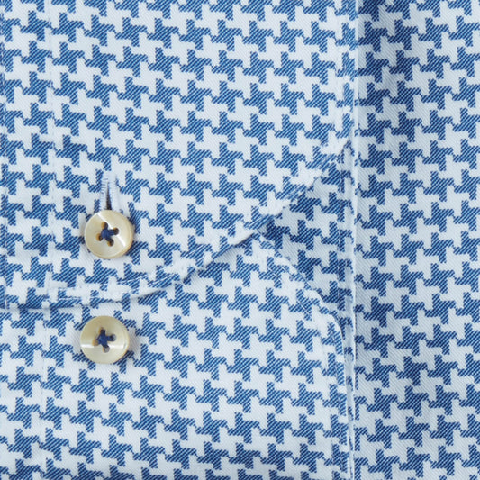 - Cotton Dogtooth Shirt - Blue