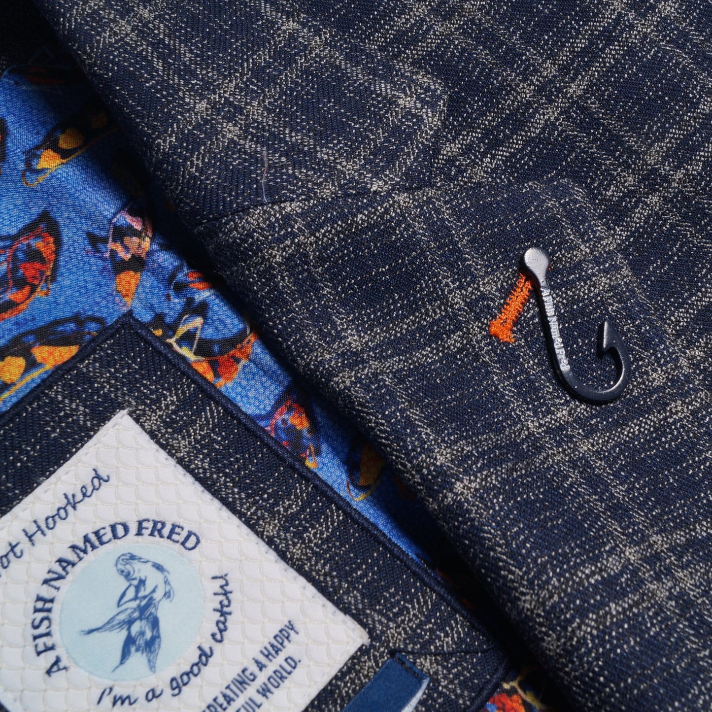 Woven Checked Blazer - Blue/Grey