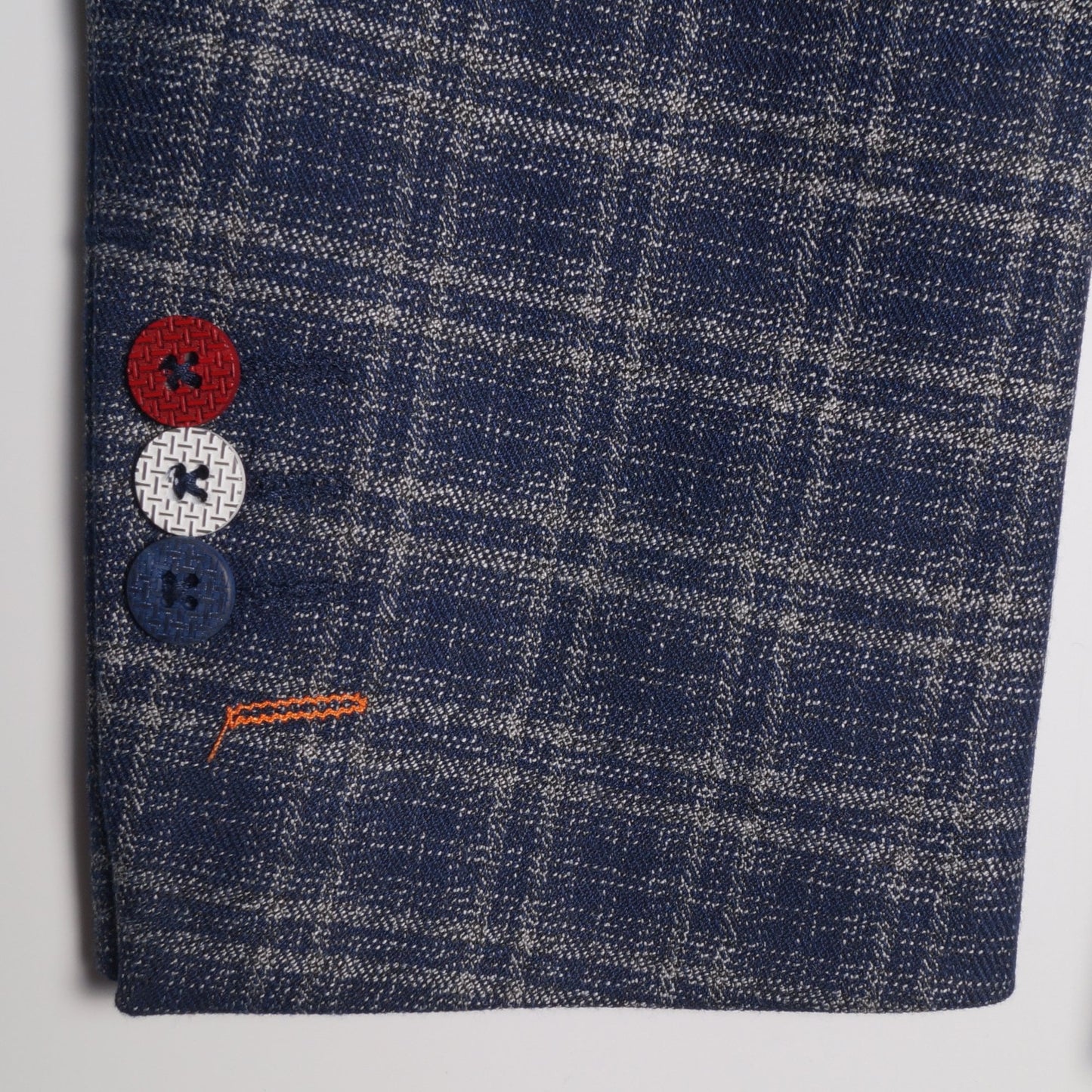 Woven Checked Blazer - Blue/Grey