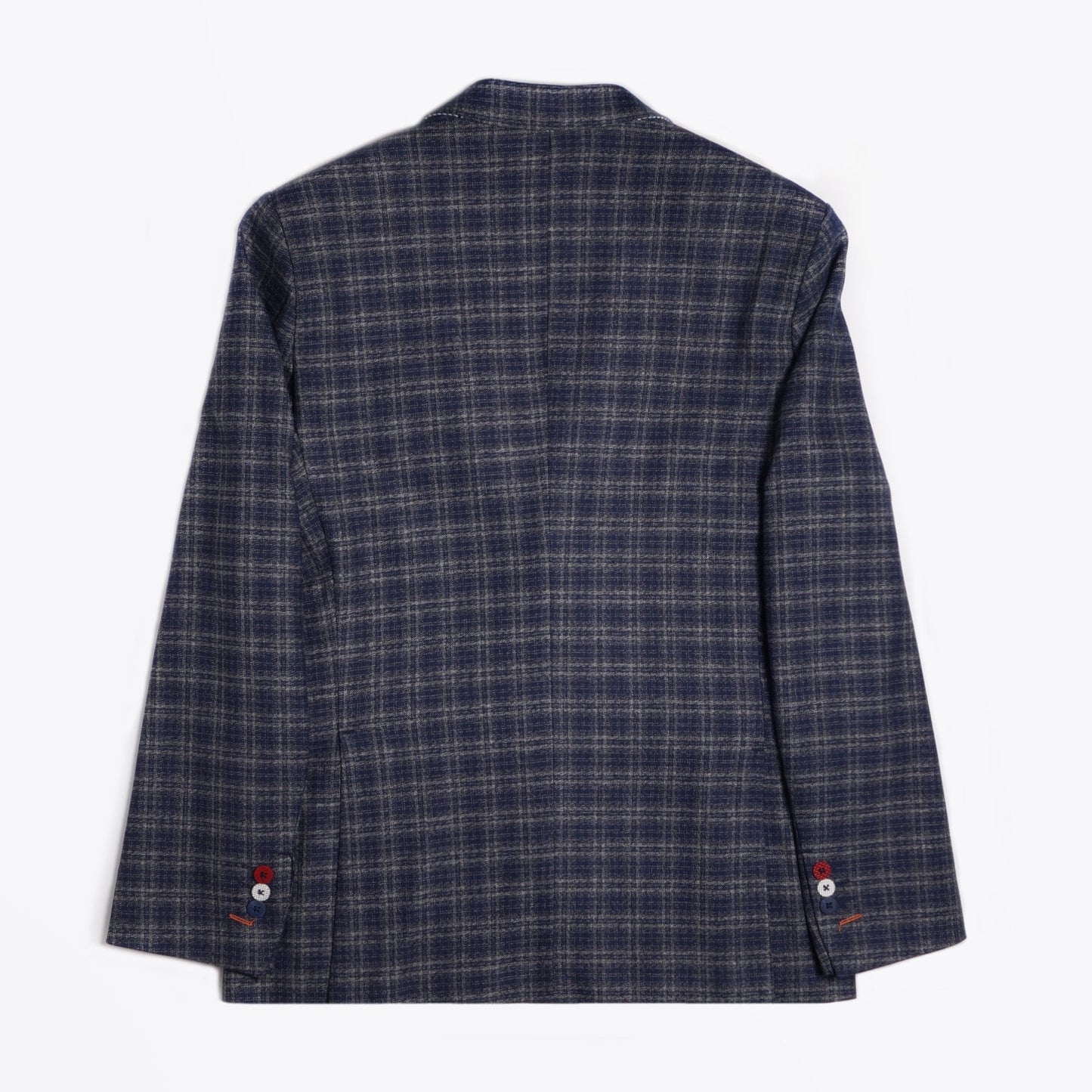 Woven Checked Blazer - Blue/Grey