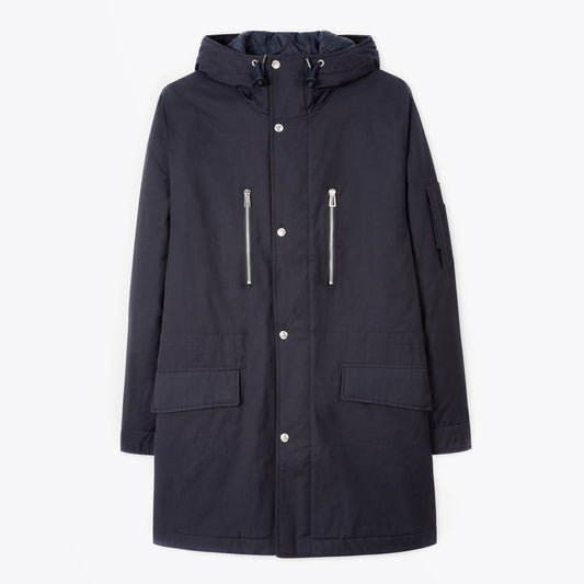 - Cotton-Blend Parka Coat - Dark Navy