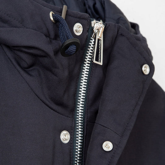 - Cotton-Blend Parka Coat - Dark Navy