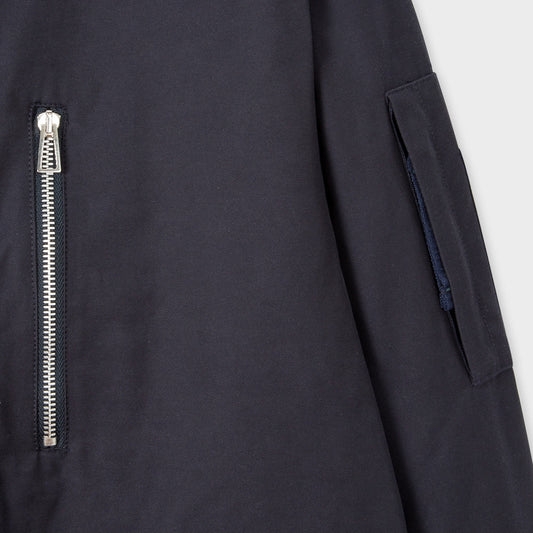 - Cotton-Blend Parka Coat - Dark Navy