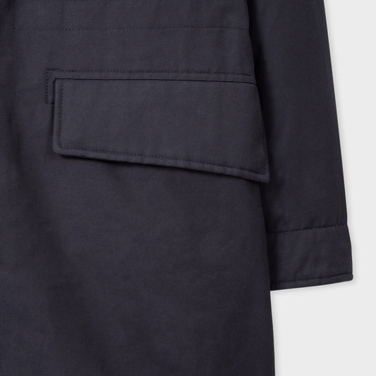 - Cotton-Blend Parka Coat - Dark Navy