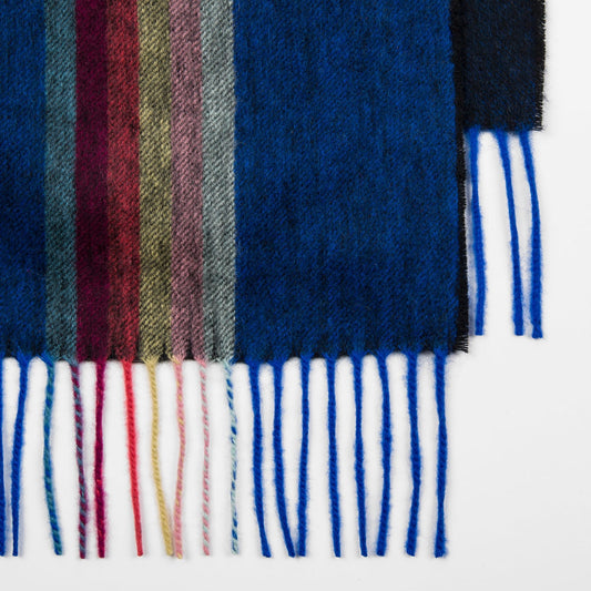 - Cashmere 'Artist Stripe' Scarf - Blue/Multi
