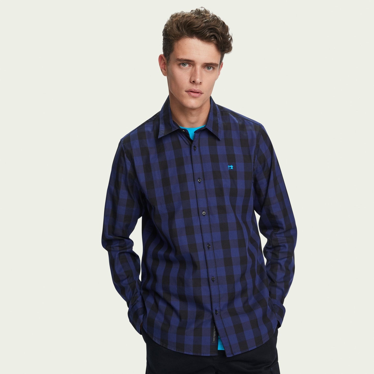 - Checked Shirt - Navy