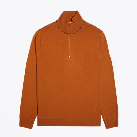 - Zip Neck Pullover - Dark Orange