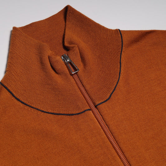 - Zip Neck Pullover - Dark Orange