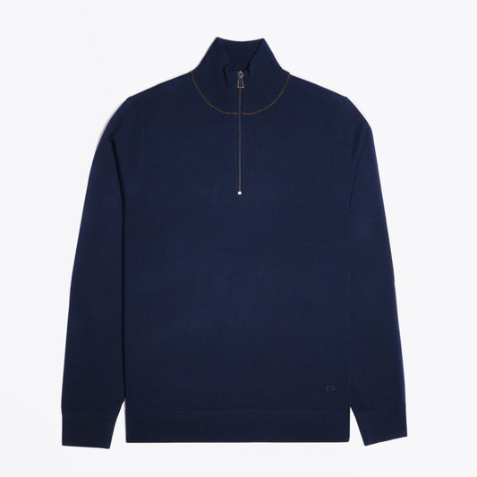 - Zip Neck Pullover - Navy