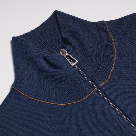 - Zip Neck Pullover - Navy