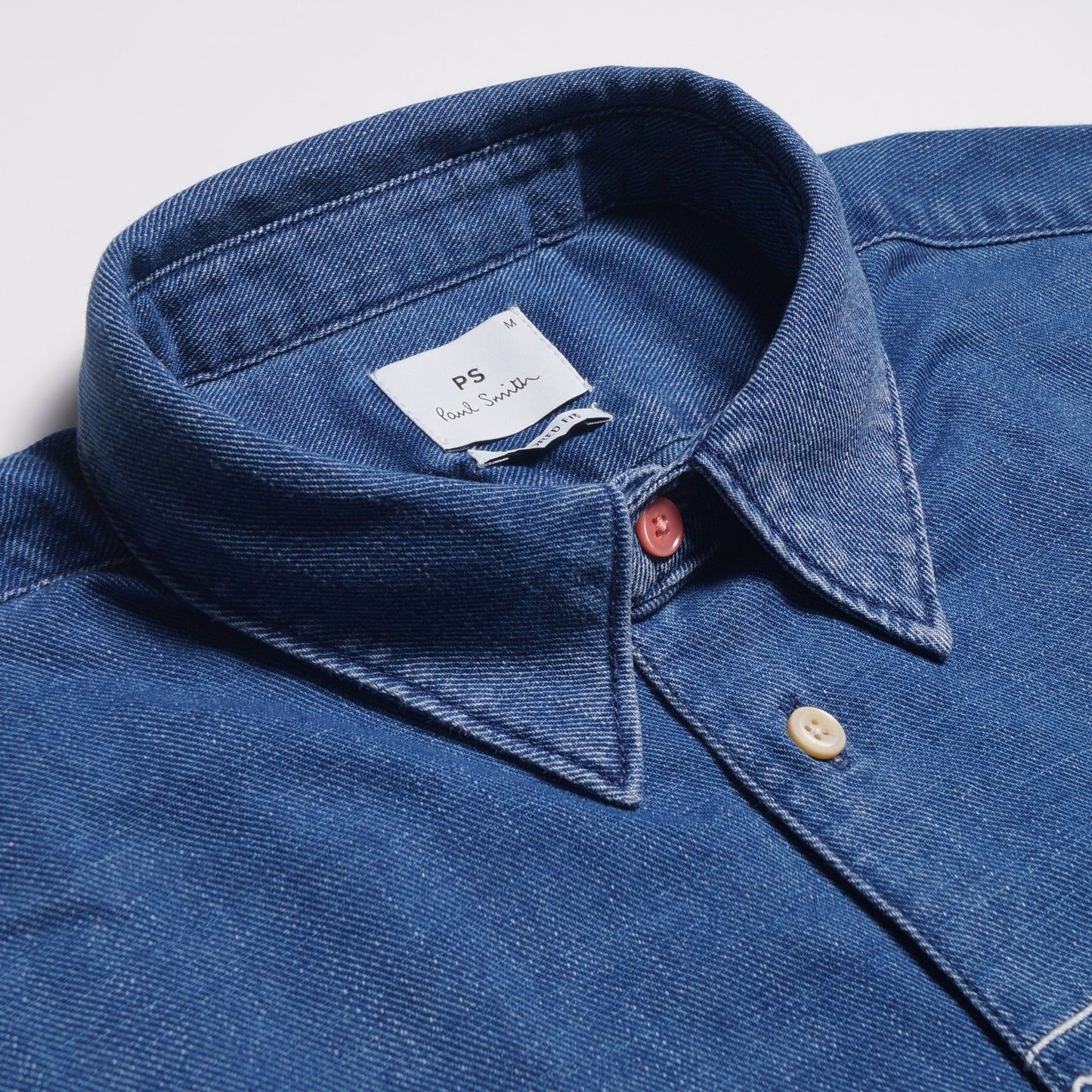 - Tailored Fit Denim Shirt - Blue