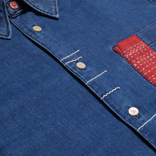 - Tailored Fit Denim Shirt - Blue
