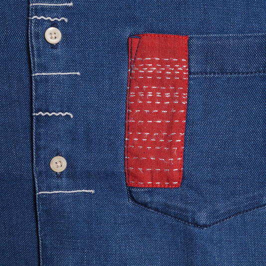 - Tailored Fit Denim Shirt - Blue