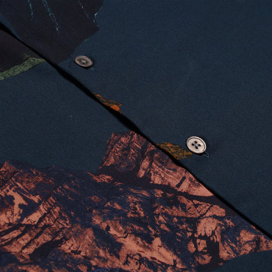 - 'Mountain' Print Shirt - Dark Navy