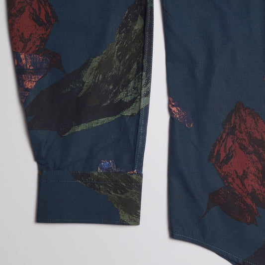 - 'Mountain' Print Shirt - Dark Navy