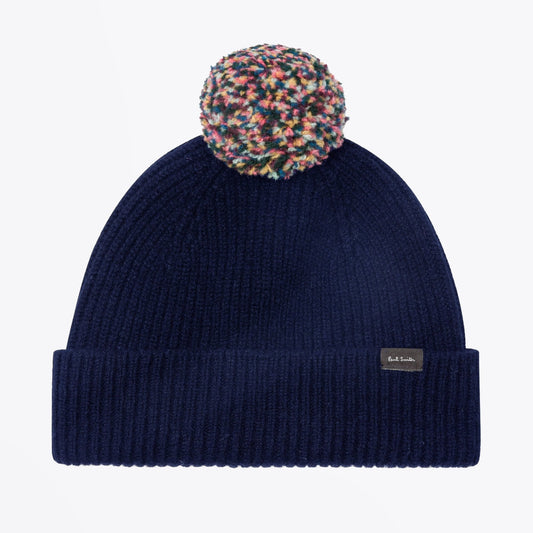 - Wool Bobble Hat - Navy