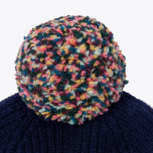 - Wool Bobble Hat - Navy