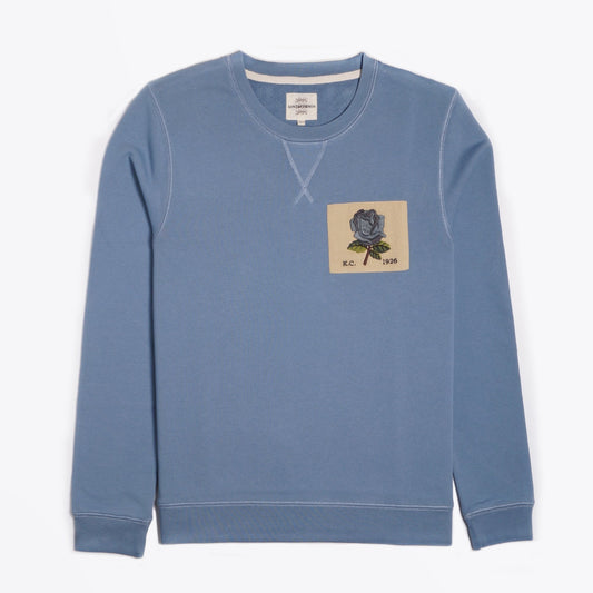 - Rose Patch Sweater - Pale Blue
