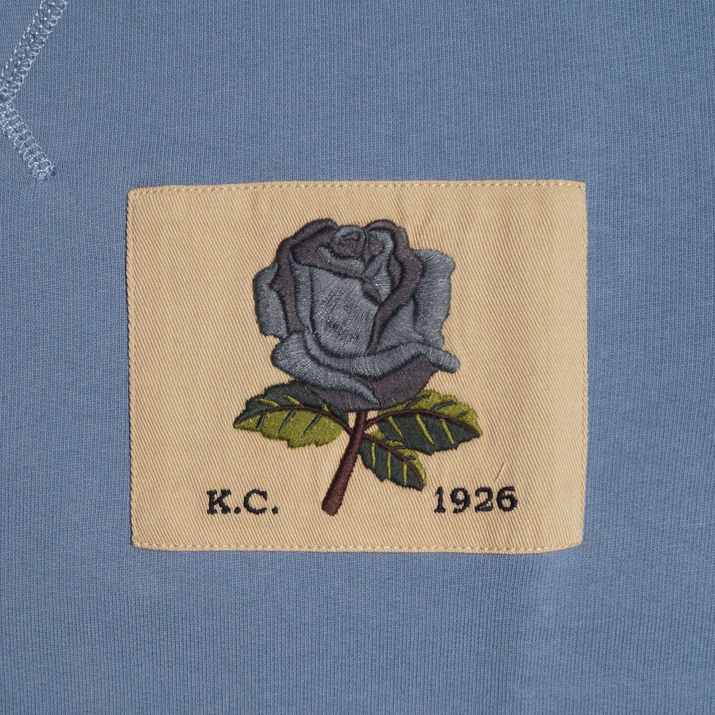 - Rose Patch Sweater - Pale Blue