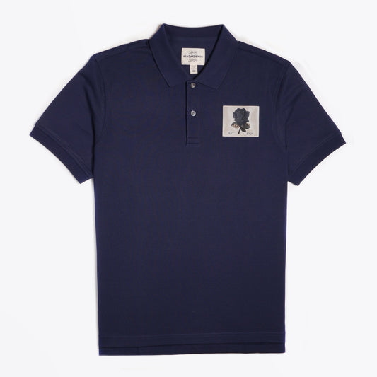 - Rose Patch Polo Shirt - Navy