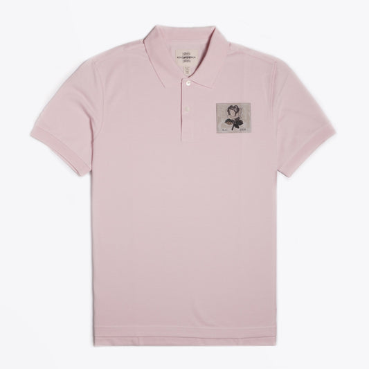 - Rose Patch Polo Shirt - Powder Pink