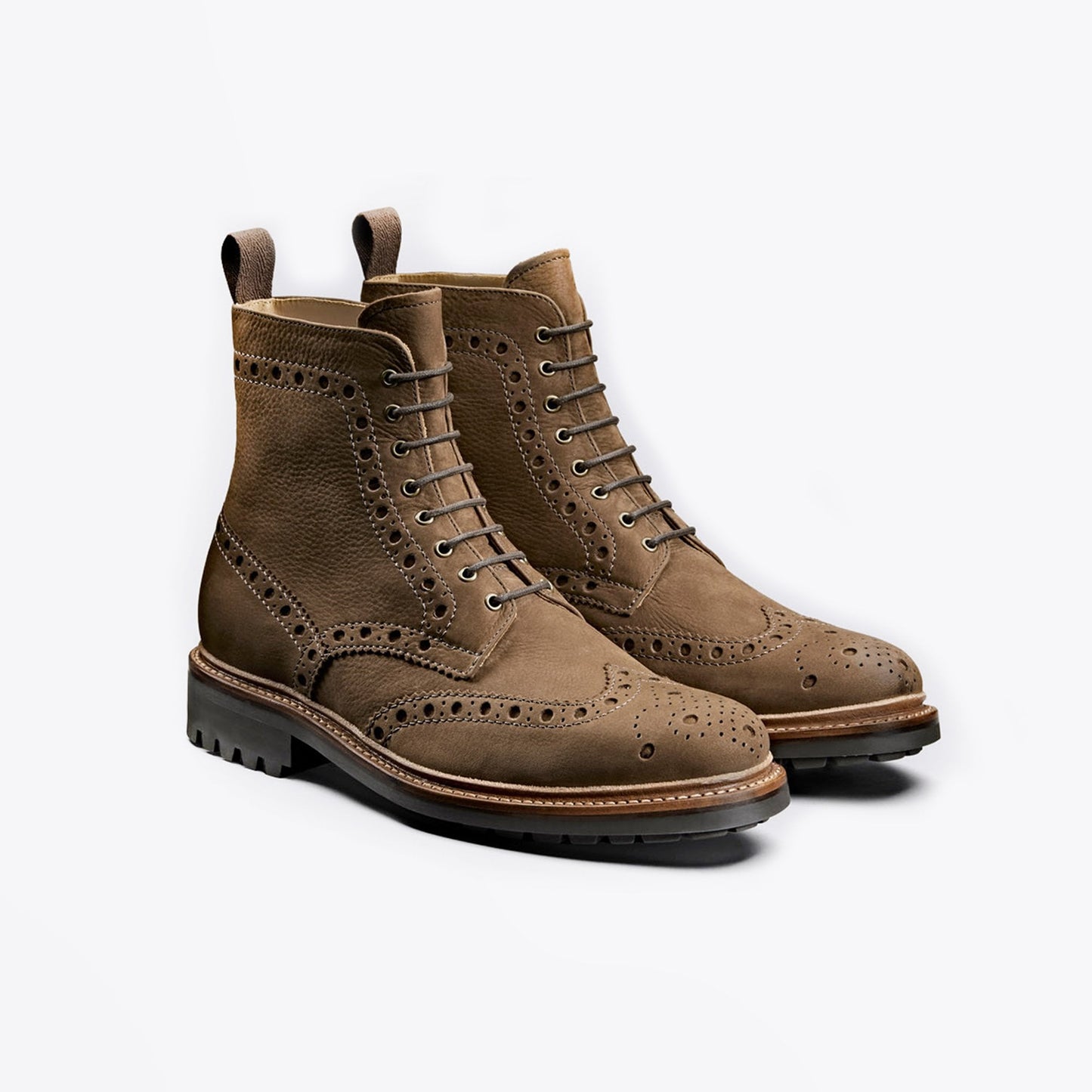 Fred - Nubuck Brogue Boots - Brown