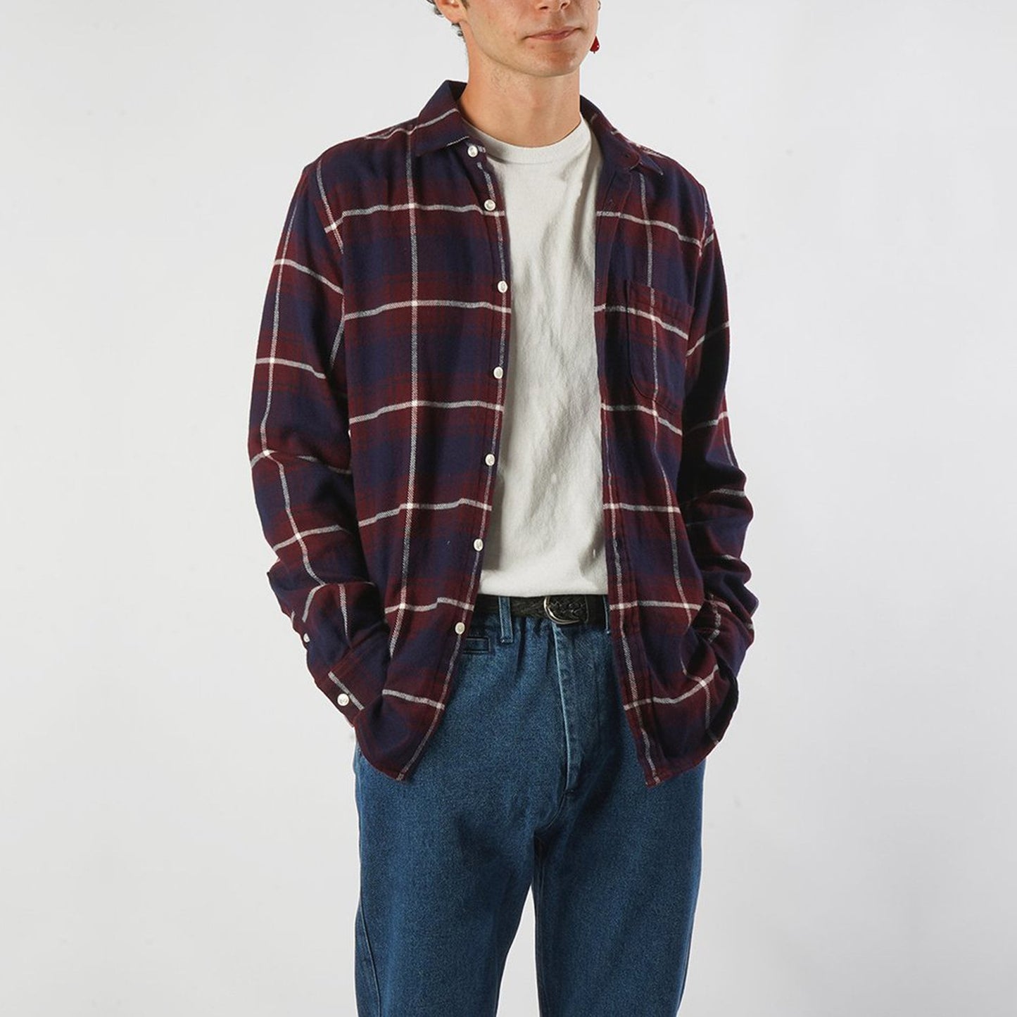 - Cruise - Checked Shirt - Navy/Burgundy