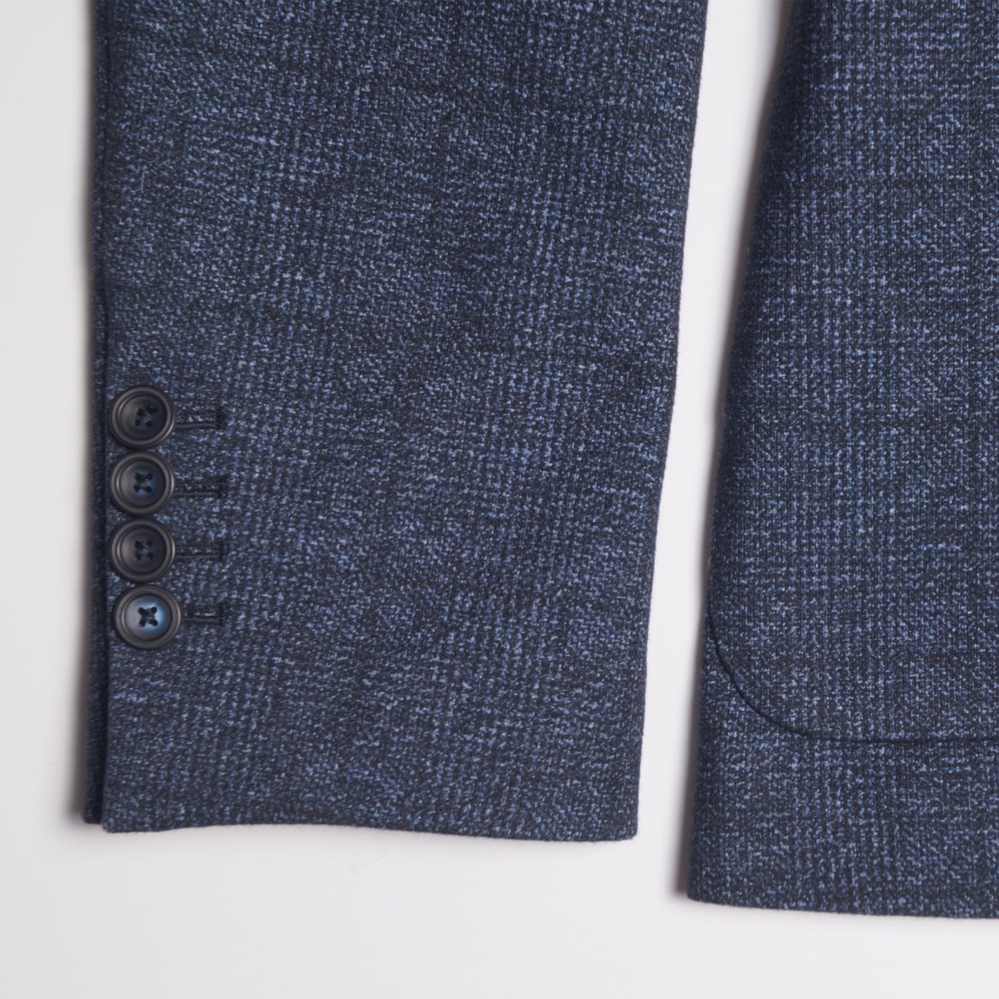 - Checked Print Fleece Blazer - Blue