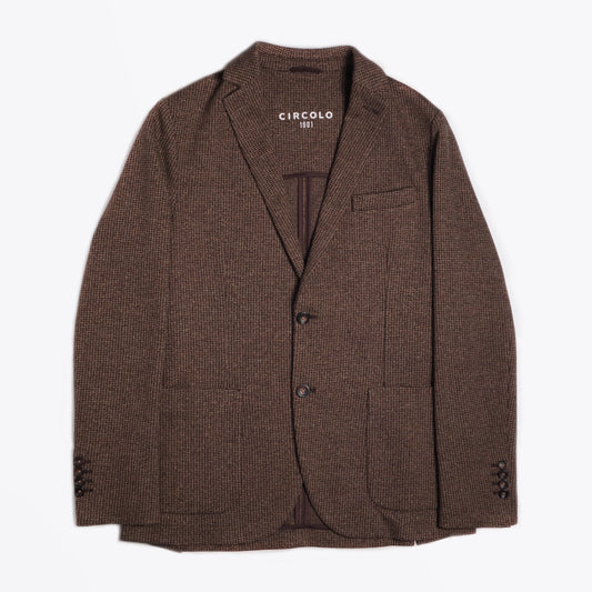 Houndstooth Weave Blazer - Brown