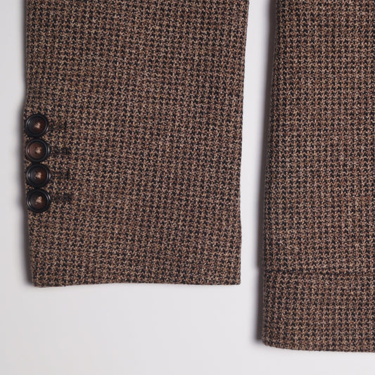 Houndstooth Weave Blazer - Brown