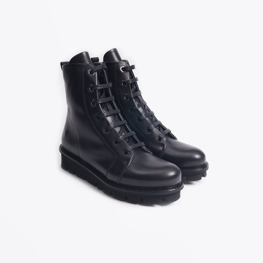 Kuni - Leather Lace-up Boot - Black