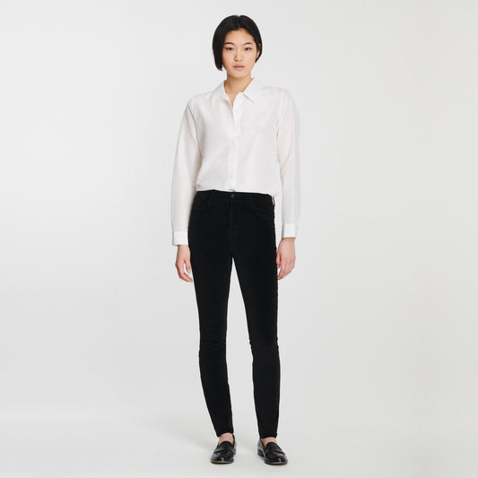 Maria High Rise Skinny Velvet Jeans - Black