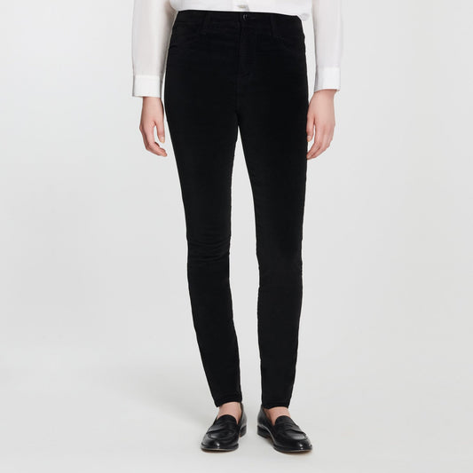 Maria High Rise Skinny Velvet Jeans - Black