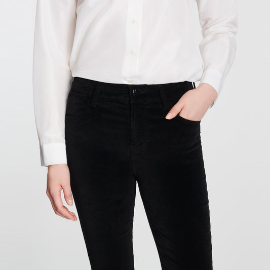 Maria High Rise Skinny Velvet Jeans - Black