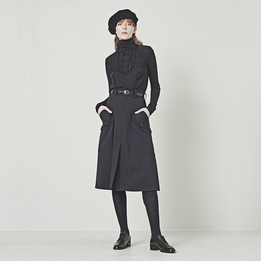 - Dignity - Turtle Neck with Ruffle Top - Navy