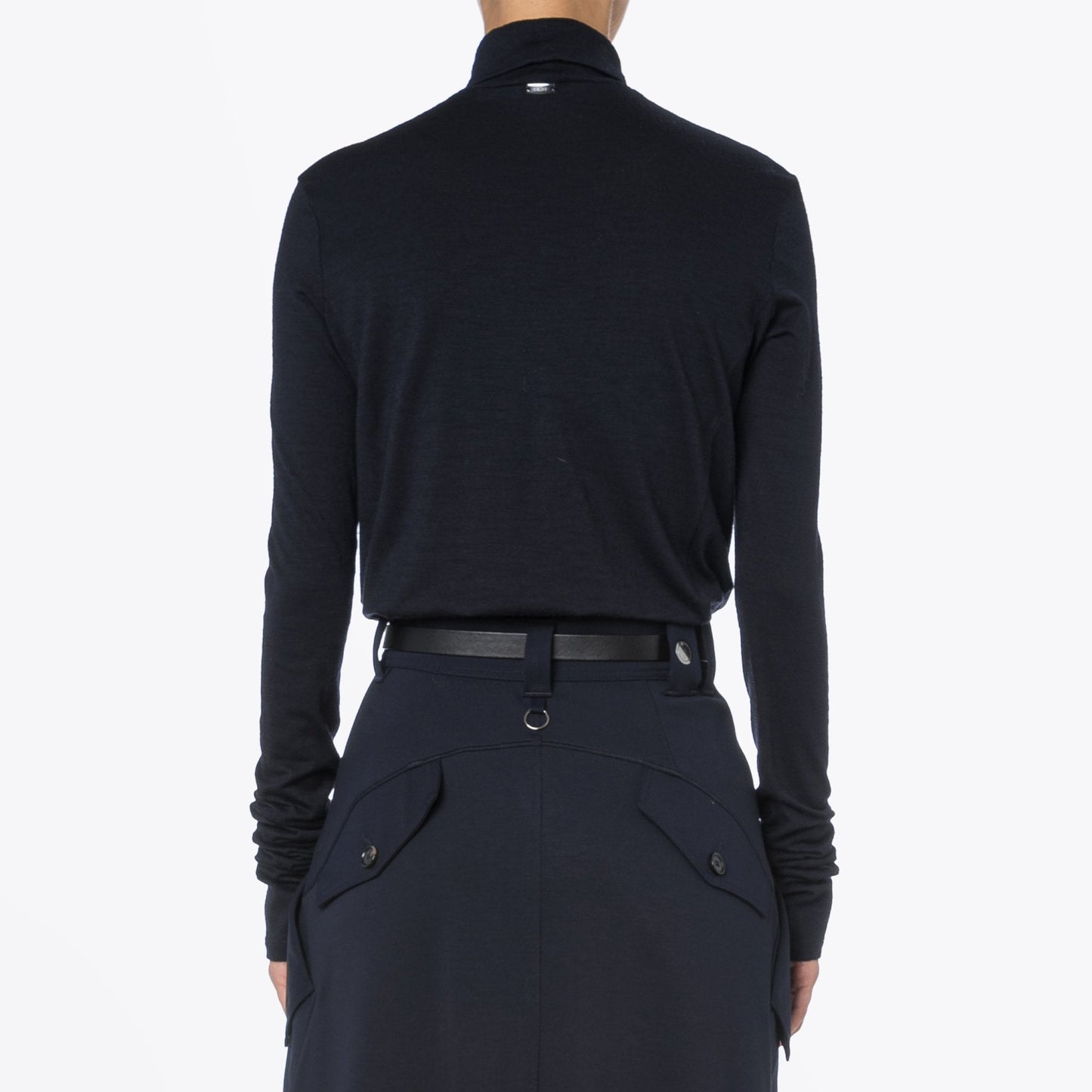 - Dignity - Turtle Neck with Ruffle Top - Navy
