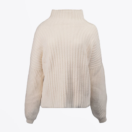 Wool-Blend Flared Jumper - Cream