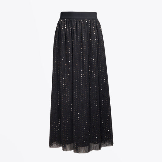 Lined Sequin Skirt - Black