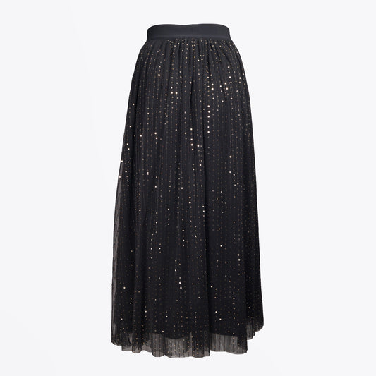 Lined Sequin Skirt - Black