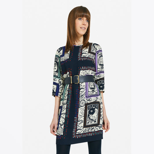 - Printed Mini Dress - Beige/Multi