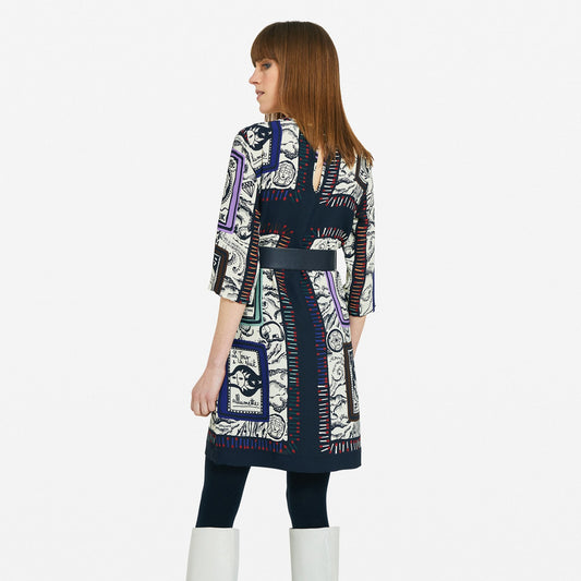 - Printed Mini Dress - Beige/Multi